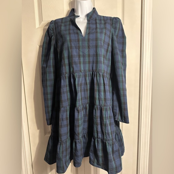 Blackwatch Plaid  Tunic Flare Sail To Sable Size Med. Green & Navy. - Picture 5 of 12